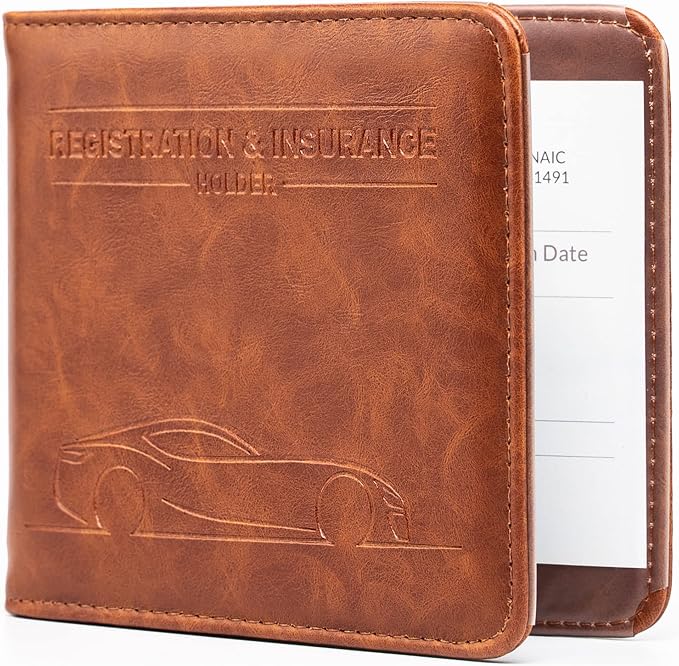 CANOPUS Car Registration and Insurance Holder, Magnetic Closure, Embossed Card by CANOPUS