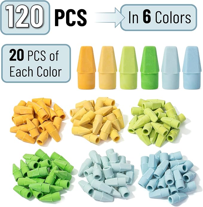Mr. Pen- Pencil Erasers Toppers, 120 Pack, Latex Free, No Smudge | Mr Pen - Image 2