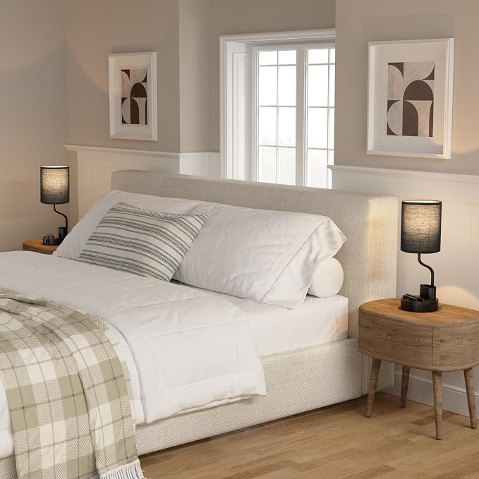 Black Bedside Table Lamps for Bedroom Set of 2 - Image 4