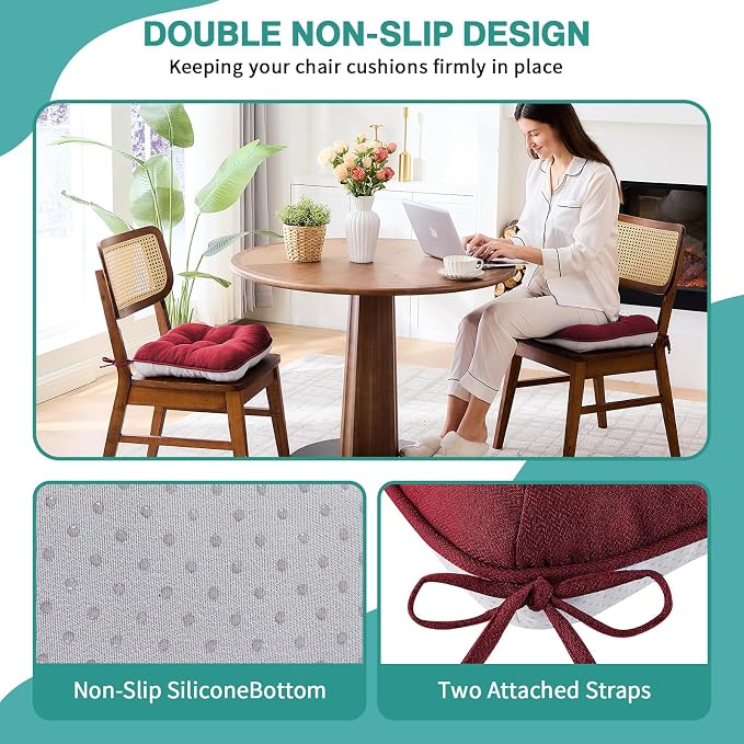 BETU Chair Cushions for Dining Chairs Set of 4, Thick Kitchen Table Chair Pads - Image 2