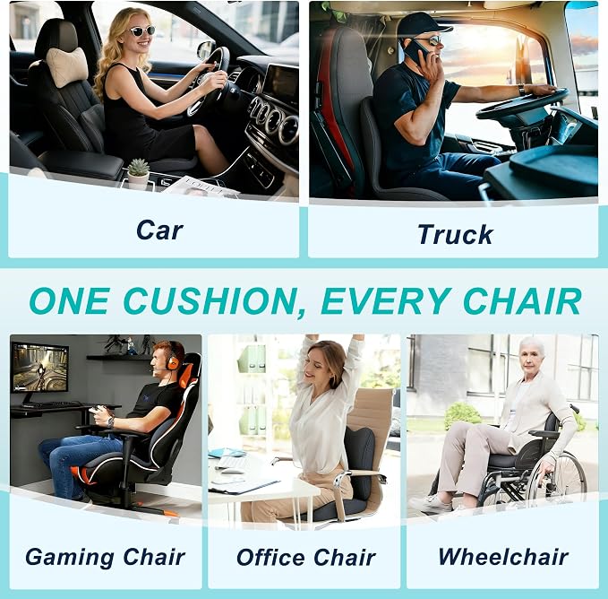 Seat Cushion for Office Chair and Car, Lumbar Support Pillow for Office Chair - Image 8