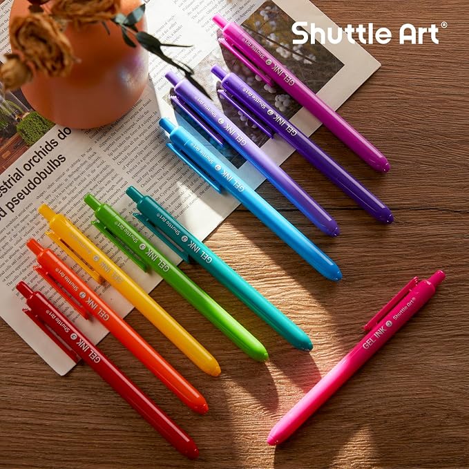 Shuttle Art Colored Retractable Gel Pens, 24 Bright Ink Colors, Cute Pens 0.7mm - Image 8