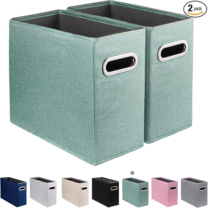 2 Pack Letter Size File Storage Box Collapsible，Fabric Hanging File Folders by ComfortKeeper
