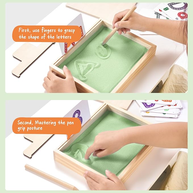 Montessori Sand Tray for Kids, Writing Play Sand Tray - Image 3