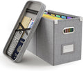 Oterri File Organizer Box with Lid, Hanging Filing File Box with Mesh Pocket by Oterri
