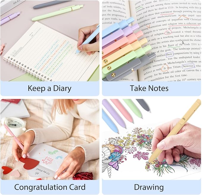 FIOVER Colored Pens, 24 Pack Colorful Gel Pens, Quick-Dry 0.7mm Medium Point - Image 7