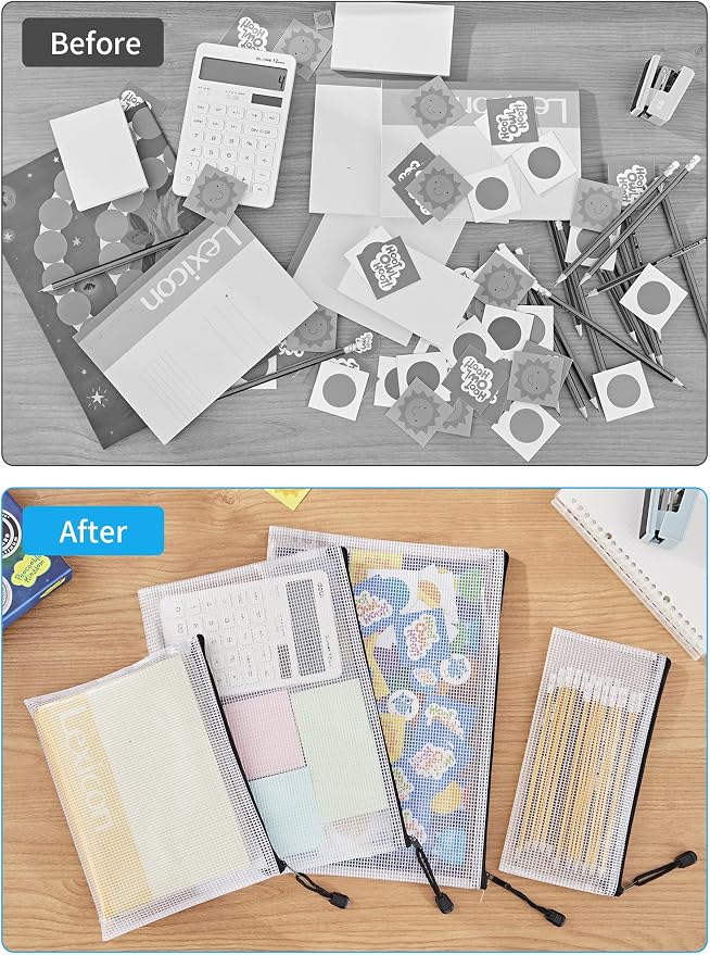 JARLINK 18 Pack 8 Sizes Mesh Pouch, Waterproof Zipper File Bags Document - Image 8