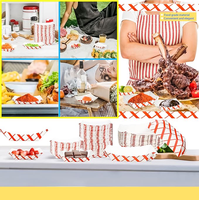 200 Pack Checkered 1/4Lb Paper Food Boat Trays Disposable Small Paper Boats - Image 6