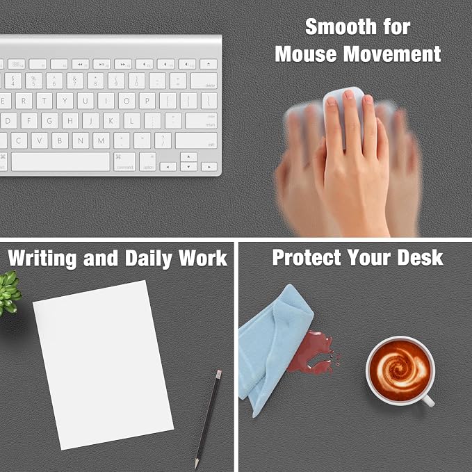 Hsurbtra Desk Pad, 35.5" x 17" PU Leather Desk Mat, XXL Extended Mouse Pad - Image 4