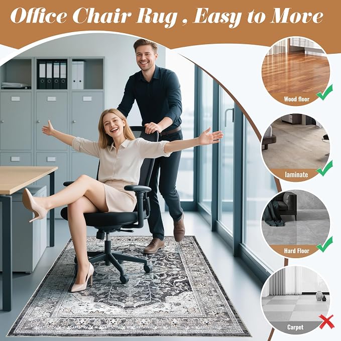 Office Chair Mat for Hardwood Tile Floor, Machine Washable Office Area Carpet - Image 7