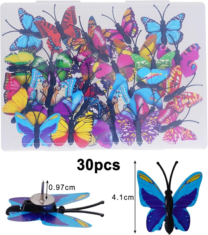 hoyuwak 30pcs Push Pins Cute Decorative Butterfly Thumb Tacks Bulletin - Image 3