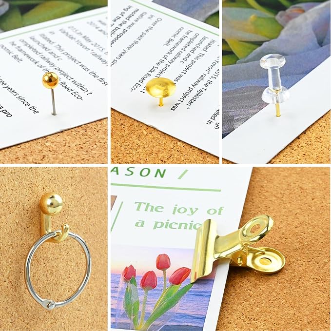 350 Pcs Gold Push Pins Set 5 Styles Decorative Thumb Tacks Assorted Push Pins - Image 3