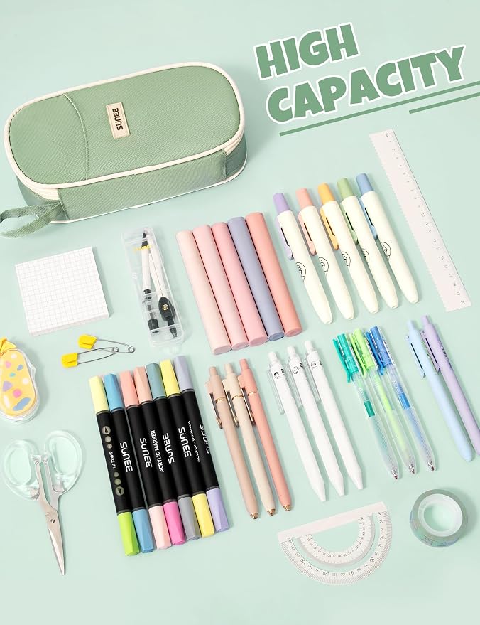 SUNEE Cute Pencil Case, Large Pencil Pouch, Aesthetic Big Pencil Bag - Image 2