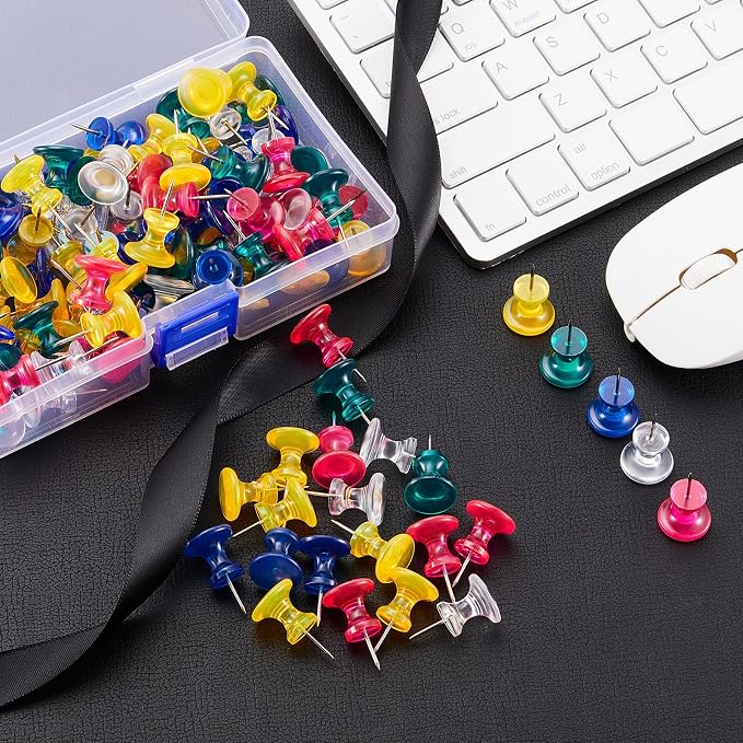 Outus 100 Pcs Giant Push Pins Large Thumb Tacks Plastic Heads 1 Inch Jumbo Push - Image 6