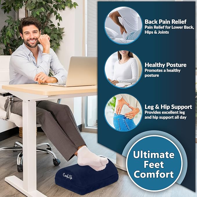 ComfiLife Foot Rest for Under Desk at Work – Adjustable Height Memory Foam Foot - Image 3