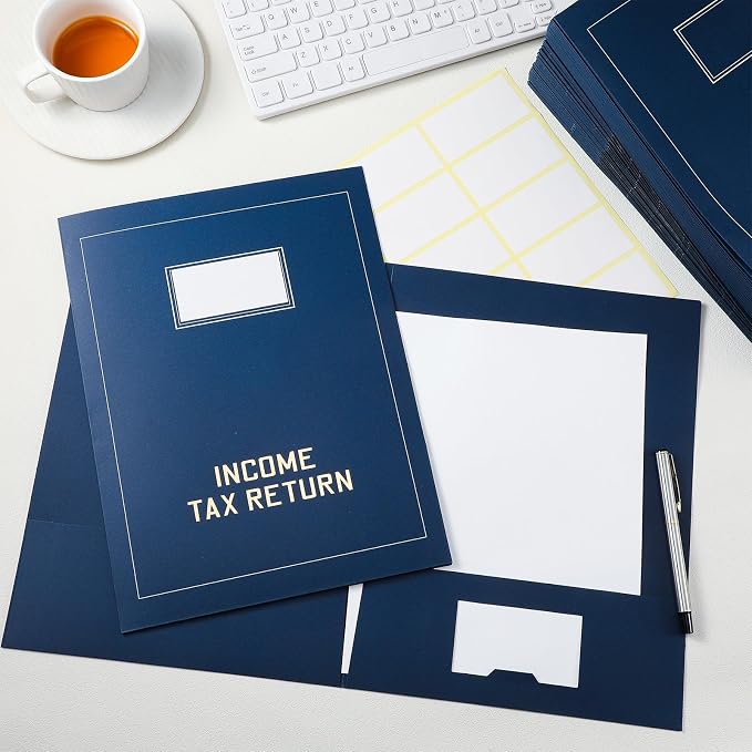 Kisston 300 Pcs Tax Return Folders Bulk 2 Pocket Gold Foil Stamped Income Tax - Image 4