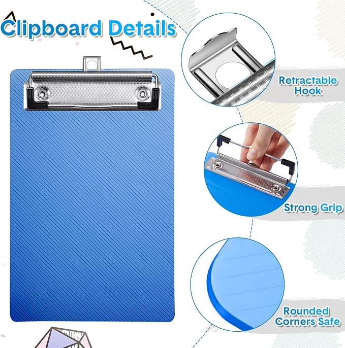 20 Pieces Mini Clipboards 4.7x7.3 Inch Plastic Colorful Clip Boards Small Cute - Image 3