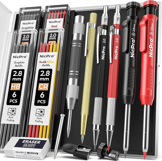Nicpro 11 Pack Carpenter Pencil Set by Nicpro