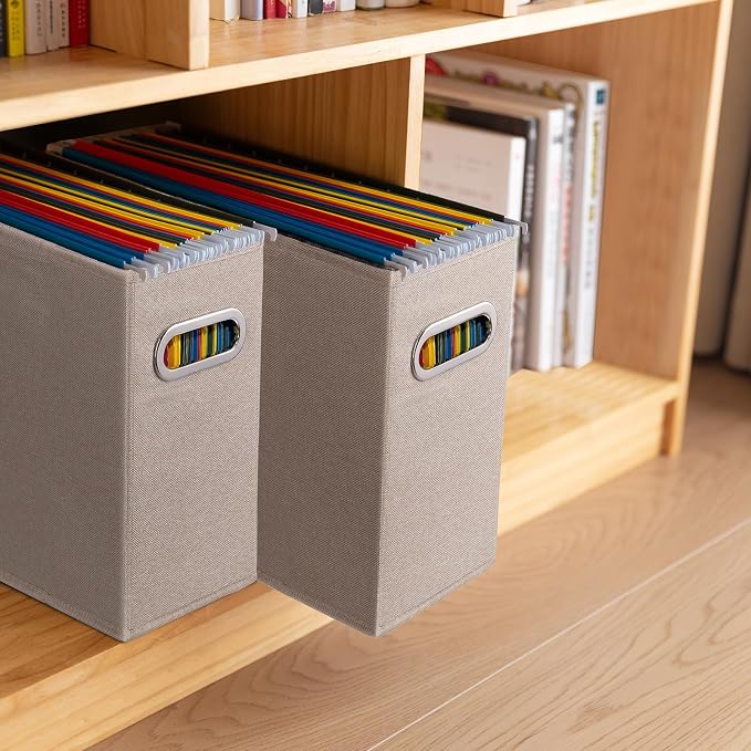 6 Pack Letter Size File Storage Box Collapsible，Fabric Hanging File Folders - Image 7