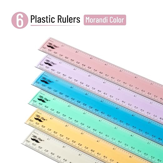 Mr. Pen- Plastic Rulers, 12 Inch, 6 Pack, Morandi Colors, Metric & Imperial | - Image 2