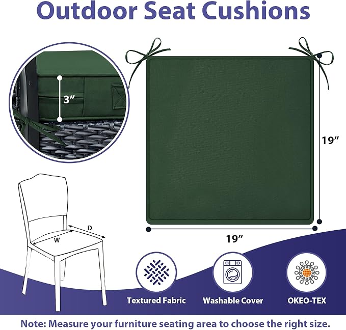 IPYNBAP Outdoor Chair Cushions Set of 4 -Waterproof Outdoor Seat Cushions - Image 6