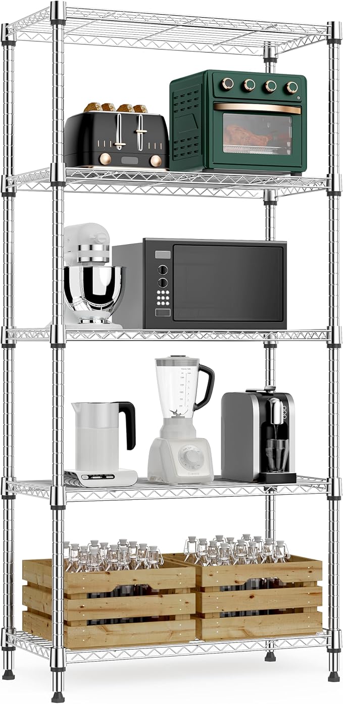 M MZG 1250 lbs 5 Tier Shelf Metal Storage Shelves Wire Rack Closet Organizers by MEIGAOPLASTICANDMETALHKCOLIMITED