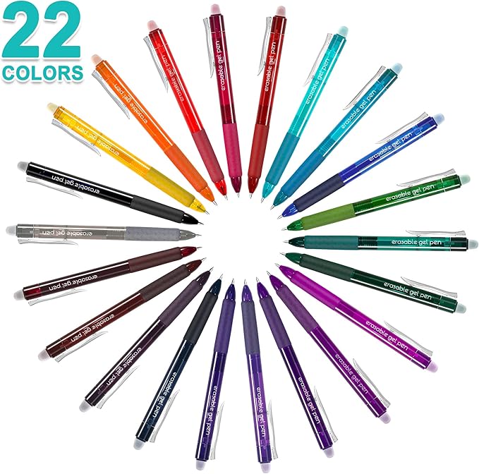 Lineon Erasable Gel Pens, 22 Colors Retractable Erasable Pens Clicker - Image 2
