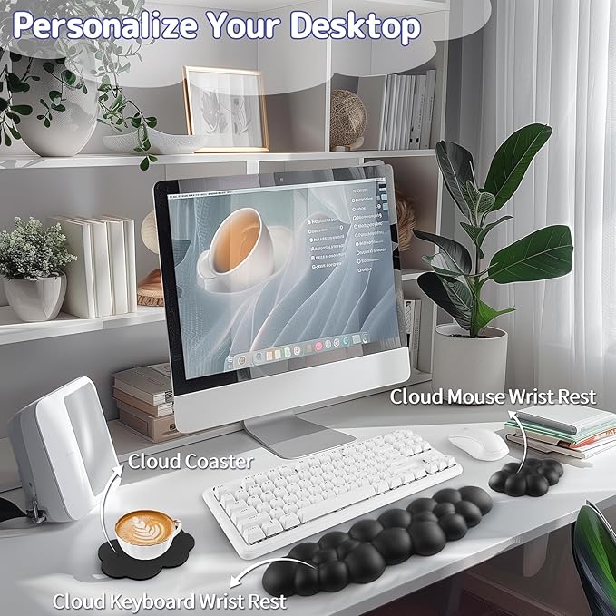 Sushret Cloud Wrist Rest Keyboard, Cloud Keyboard Wrist Pad Set - Image 2