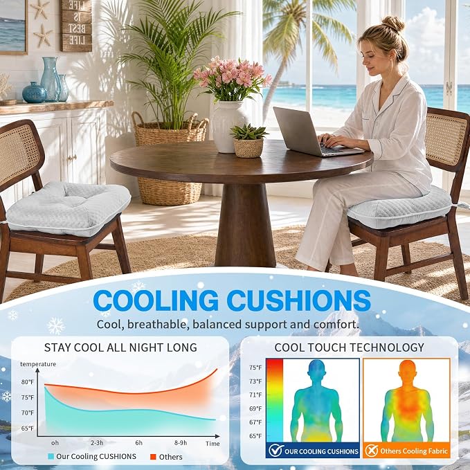 BETU Cooling Chair Cushions Set of 4, 3.5” Thick Seat Cushions, Breathable - Image 2