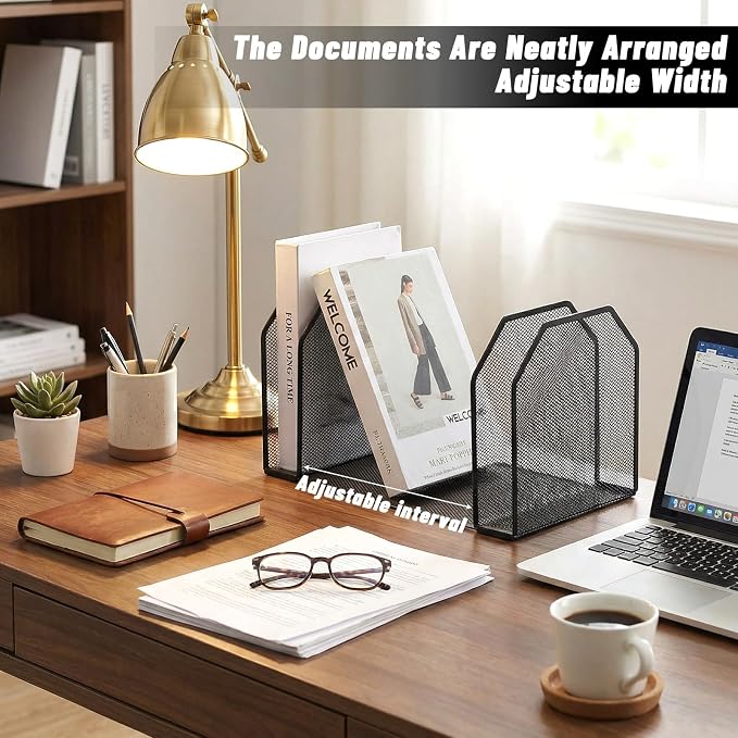 Metal 7-Section File Folder Organizer & Upright File Sorter Holder | Heavy-Duty - Image 5