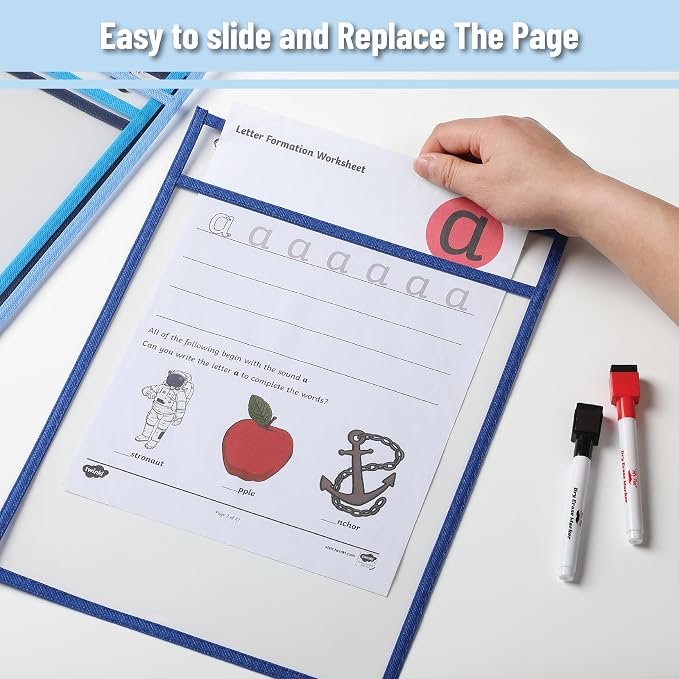 Mr. Pen- Reusable Dry Erase Pocket Sleeves, 6 Pack, Colorful | Ocean Breeze - Image 5