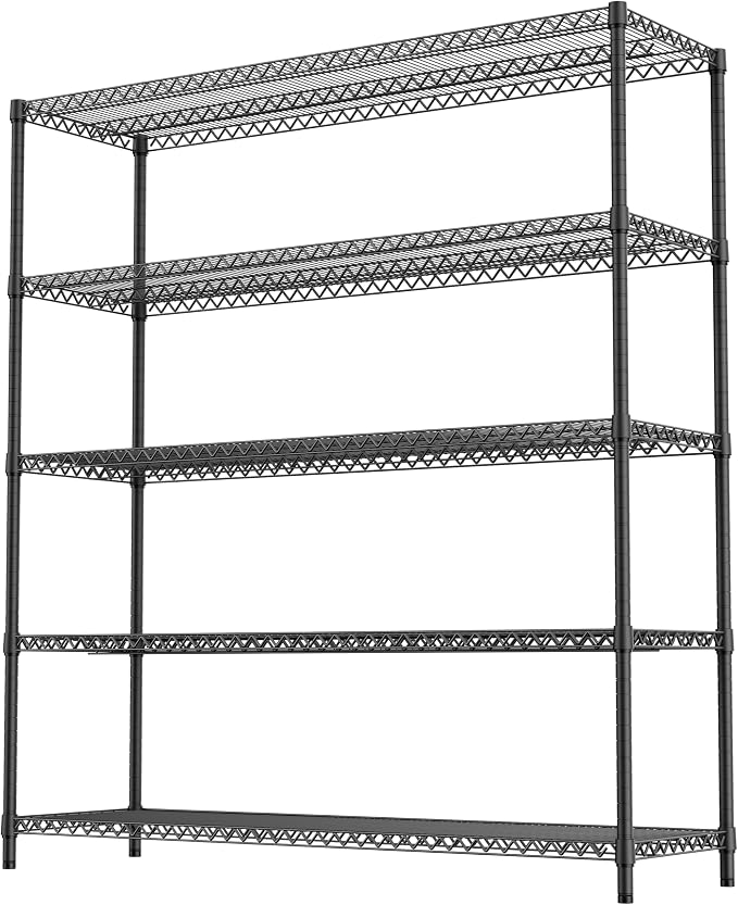 M MZG 3500LBS 59" W 5 Tiers Storage Shelves, Metal Shelving Wire Metal Shelving - Image 7