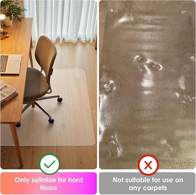 Azadx Large Chair Mat for Hardwood Floor 48 x 59'', Plastic Floor Mat for - Image 3