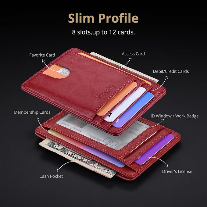 Buffway Slim Minimalist Front Pocket RFID Blocking Leather Wallets - Image 4