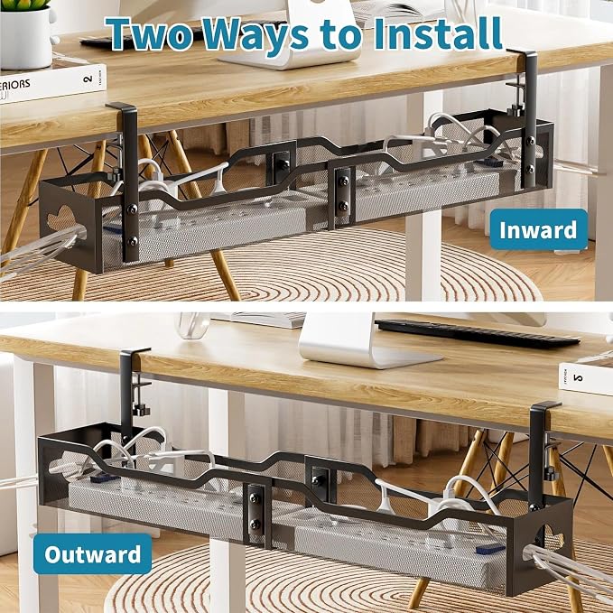 Under Desk Cable Management Tray 32'', Cable Management Under Desk No Drill - Image 5