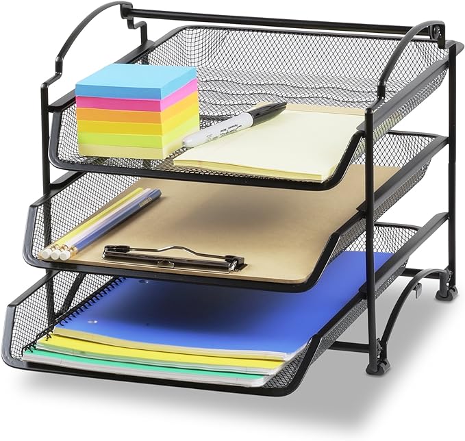Simple Houseware 3-Tier Stackable and Sliding Desktop Document Letter Tray by SimpleHouseware