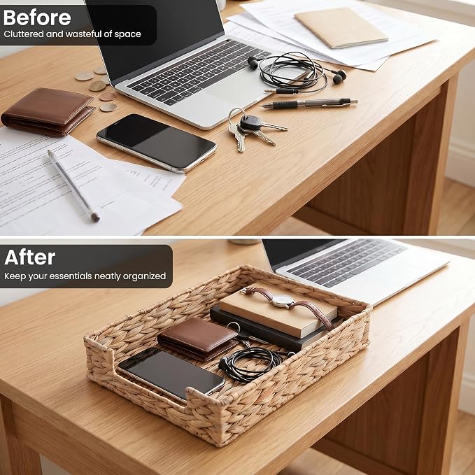 Set of 2 Letter Tray Water Hyacinth, Desk Organizer - Image 5