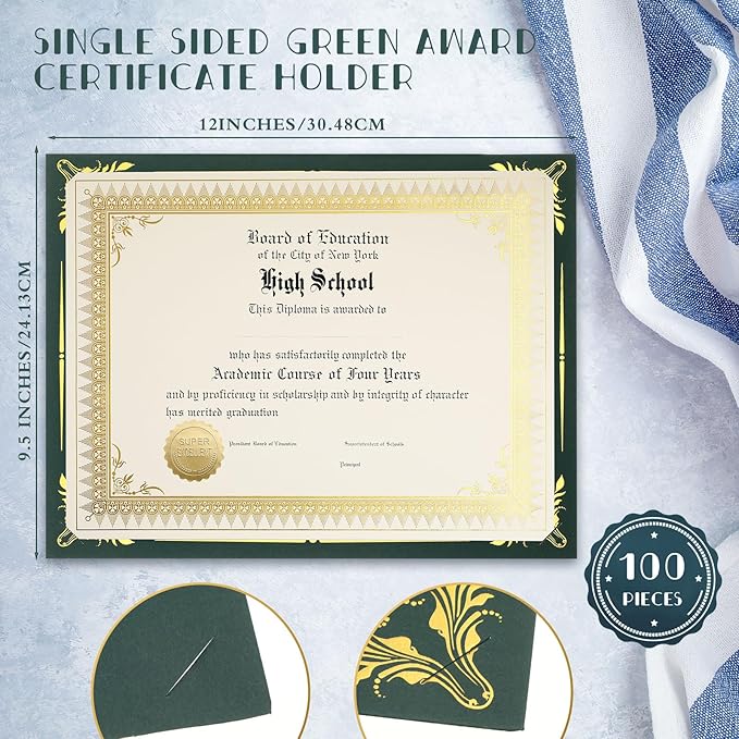 Fainne 100 Sets Certificate Paper Kit Single Sided Awards Holder - Image 2