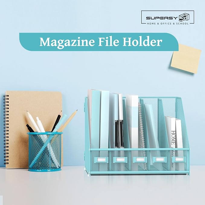 SUPEASY Desk Organizers Metal Desk Magazine File Holder - Image 2
