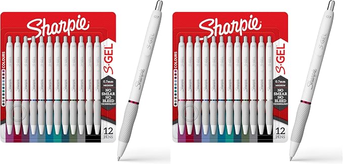 Sharpie S-Gel Pens, Fashion Barrel Gel Pens, Pearl White Body, Medium Point by Unknown