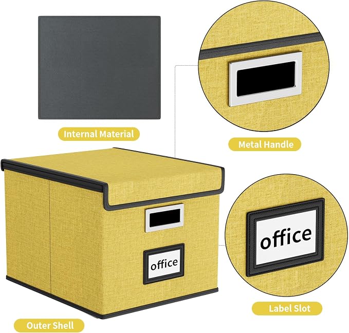 File Organizer Box with Lid, Collapsible File Folder Organizer - Image 3