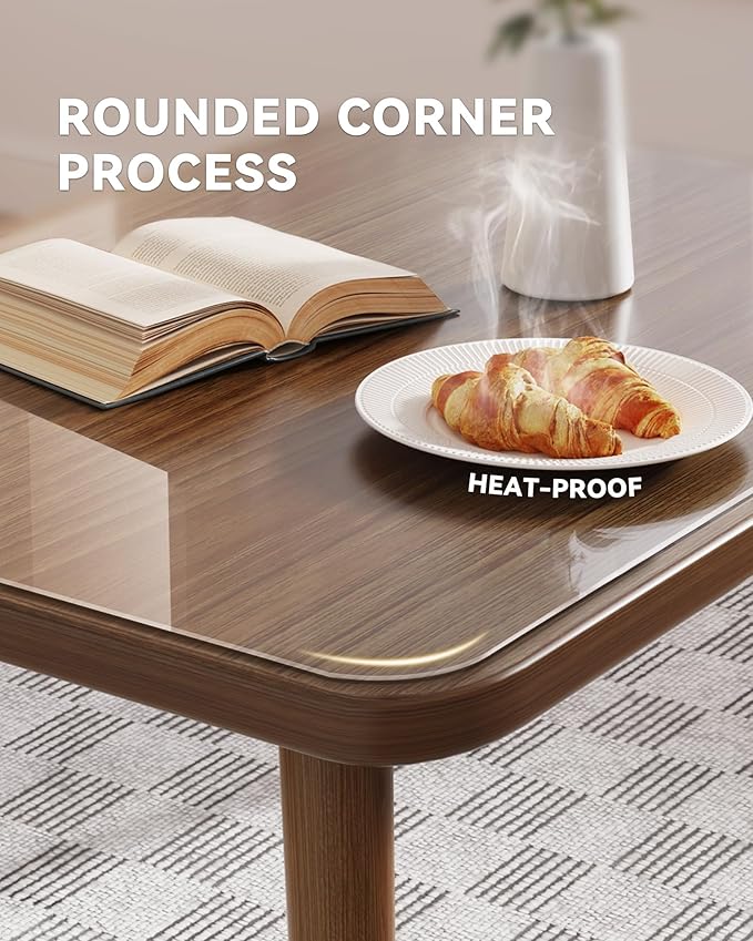 Oterri Clear Writing Desk Pad, 16’’x30” Heat Resistant Waterproof PVC Round - Image 2
