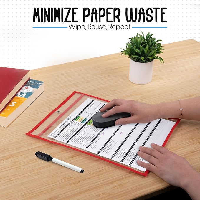 Essex Wares - 5 Pack, Job Ticket Holders, Reusable & Easy Erase Plastic Invoice - Image 3