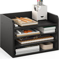 Ballucci File Organizer, 4-Tier Office Desk Organizer, Open Top Wood Paper by Ballucci