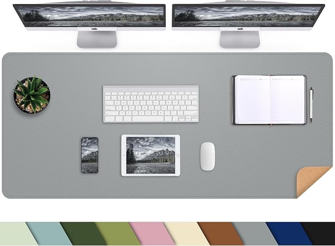 AFIING Cork Desk Mat 47" x 23.6", Dual-Sided Natural Cork & PU Leather Desk Pad by AFIING
