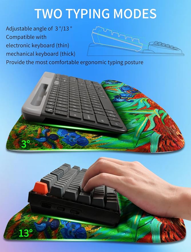Ergonomic Wave Wrist Rest with Keyboard Stand, Cushioned Palm Rest, Comfortable - Image 2