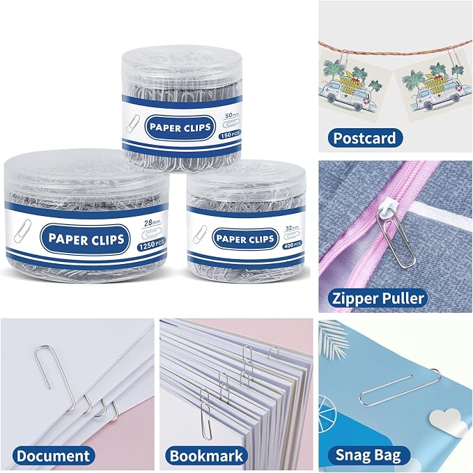 1800 Paper Clips Assorted Sizes Large, Medium and Small, Durable and Rustproof - Image 6