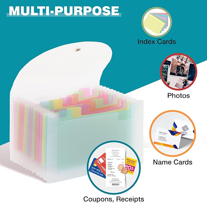 H4D Coupon Receipt Holder, 13 Pocket Accordion File Organizer, 7x4.5 Inches - Image 4