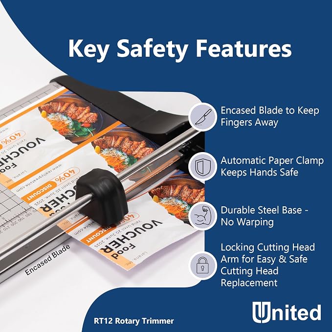 United Office Products RT12 Rotary Paper Trimmer, 12.5" Cut Length, 10 Sheet - Image 4