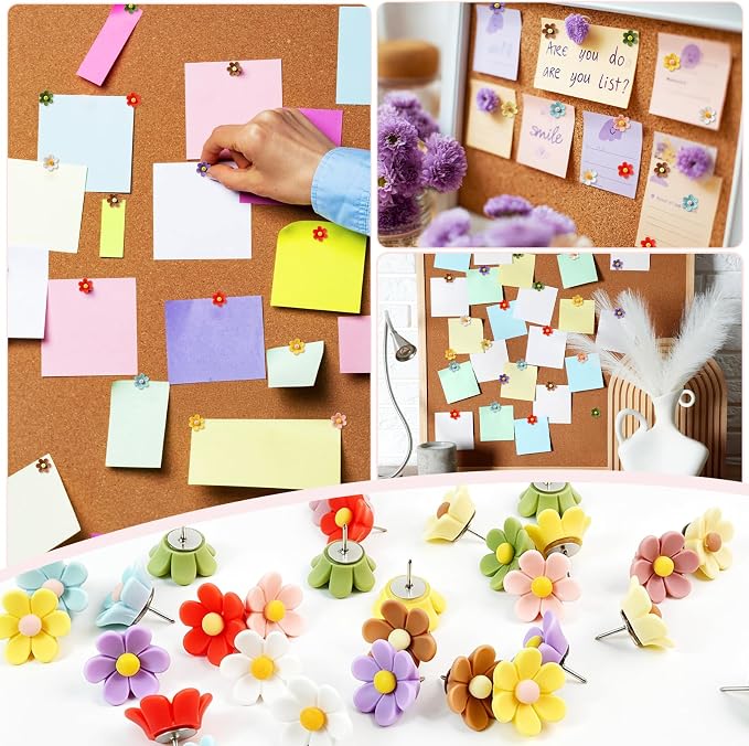 50 Cute Flower Push Pins Decorative Floret Thumb Tacks | - Image 6